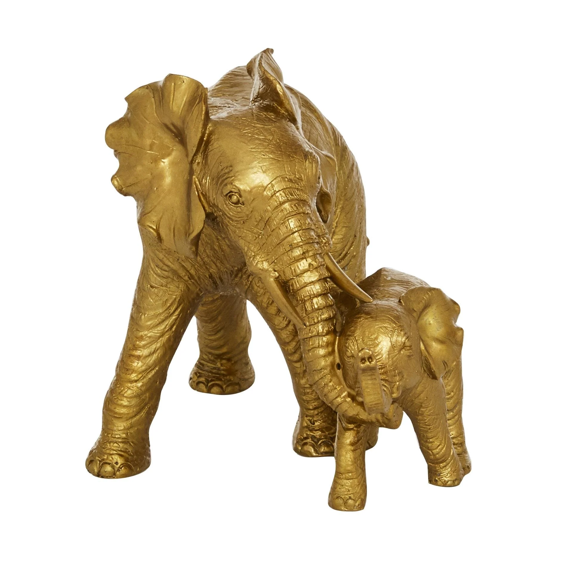 Gold Polyresin Stacked Elephant Decorative Sculpture